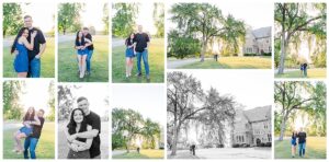Romantic engagement photography at Berry College during sunset.
