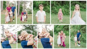 Bascom family walking through a grassy field at Charleston Park on Lake Lanier