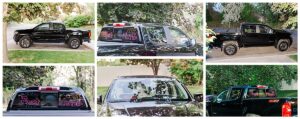 Getaway car decorated by wedding party